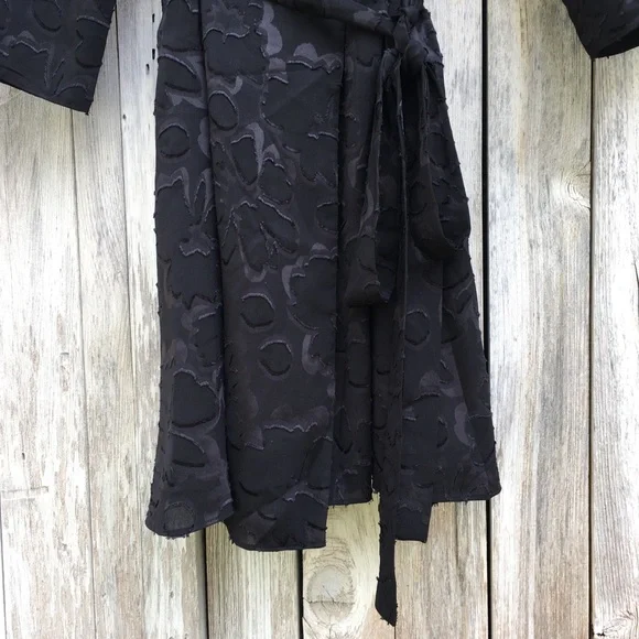 NWT Madewell Ruffled Wrap Dress Black Floral Jacquard Polyester M - Picture 8 of 12